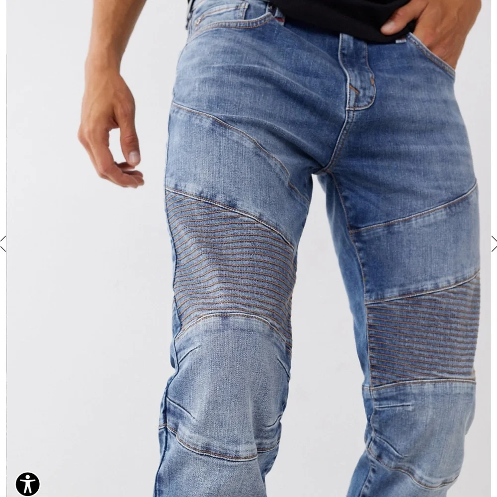 NWT $219 True Religion 40 Rocco Moro Stitch Skinny Jean Embroidery Logo
